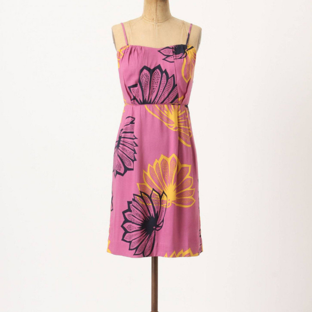Anthropologie Agave Burst Dress Floral Sundress Removable Straps, Sizes 12 & 14